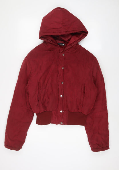 Womens UK Size 14 PRETTYLITTLETHING Red Quilted Coat