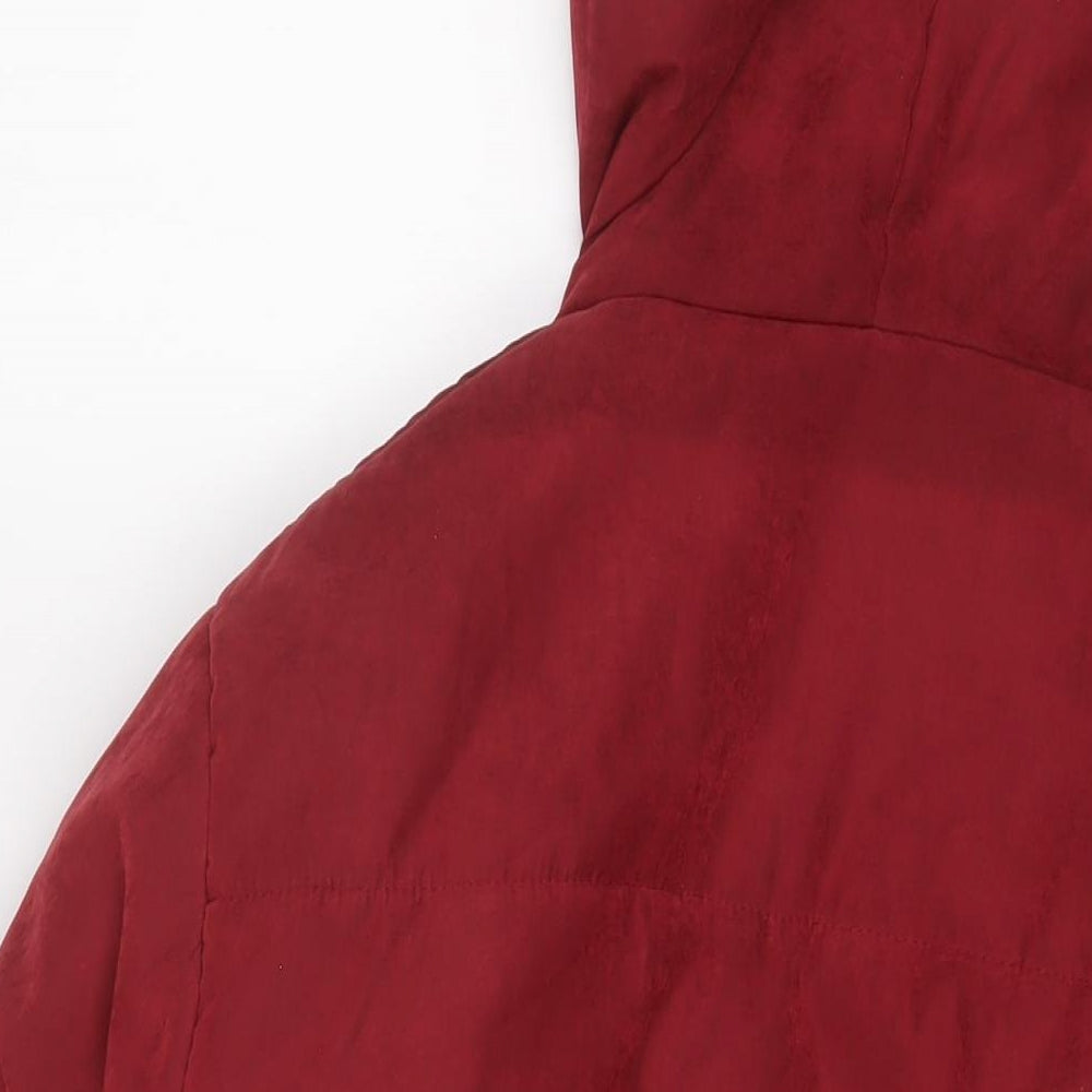 Womens UK Size 14 PRETTYLITTLETHING Red Quilted Coat