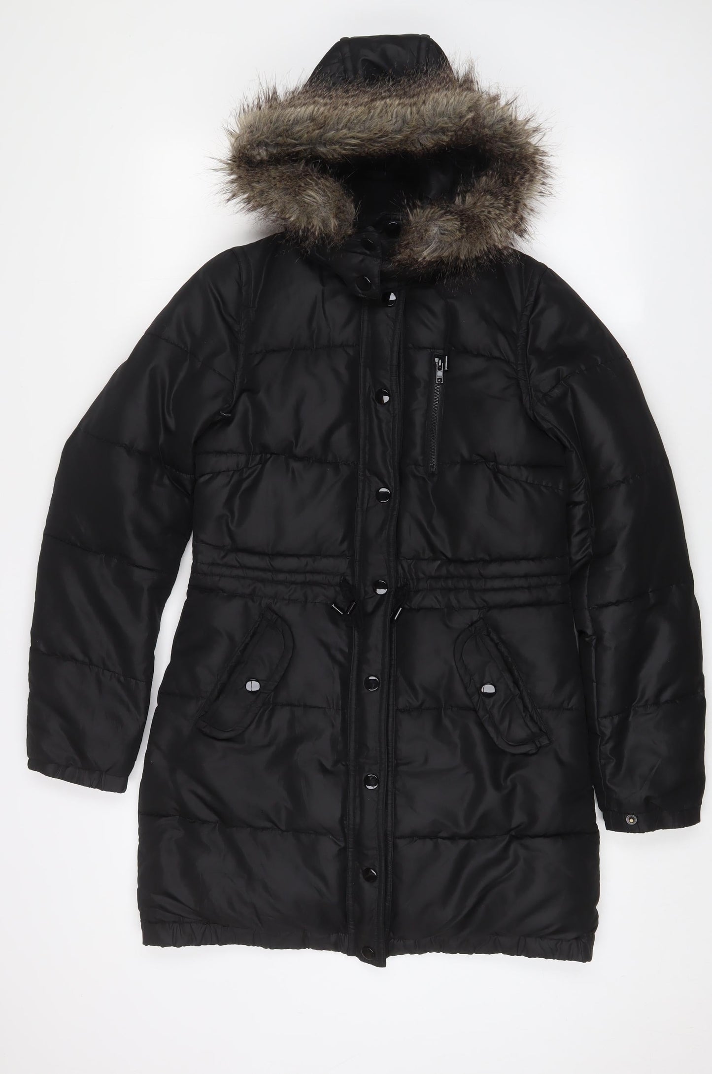 Womens UK Size 6 H&M Black Parka Coat