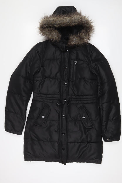 Womens UK Size 6 H&M Black Parka Coat