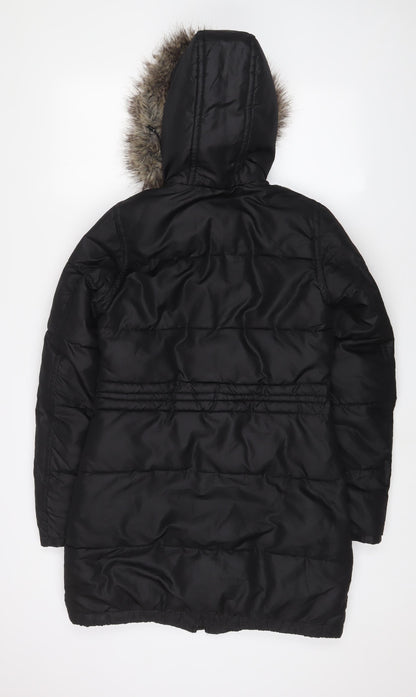 Womens UK Size 6 H&M Black Parka Coat