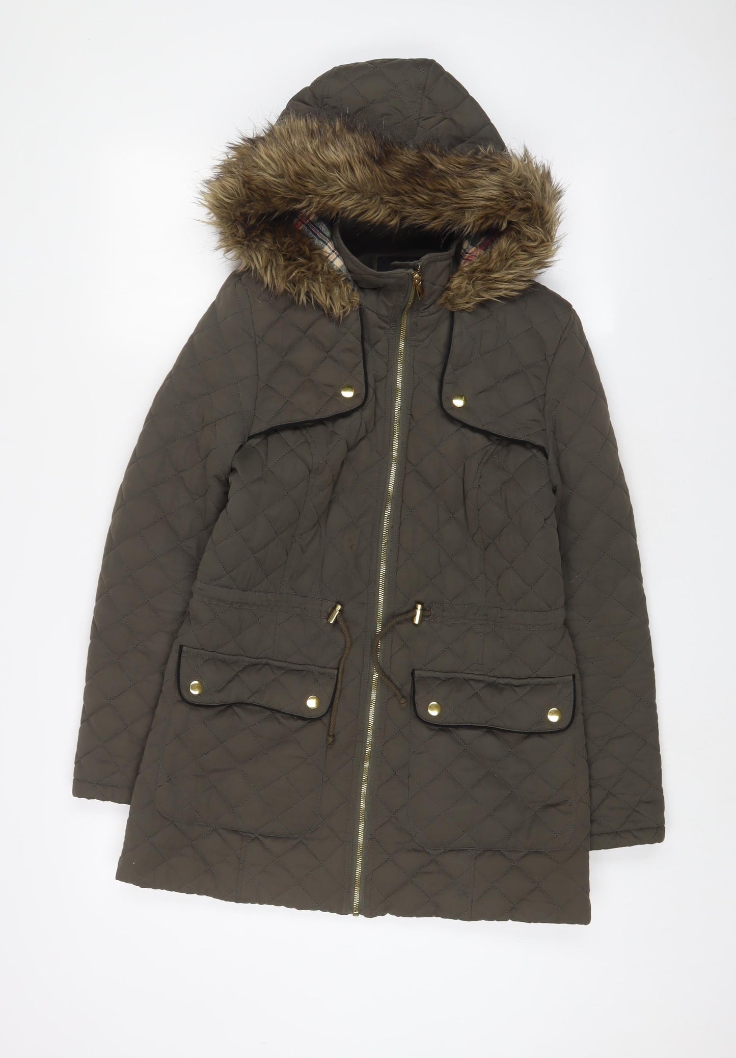 Heart & Soul Womens Green Parka Coat Size 10 Zip
