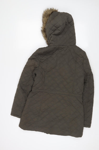 Heart & Soul Womens Green Parka Coat Size 10 Zip