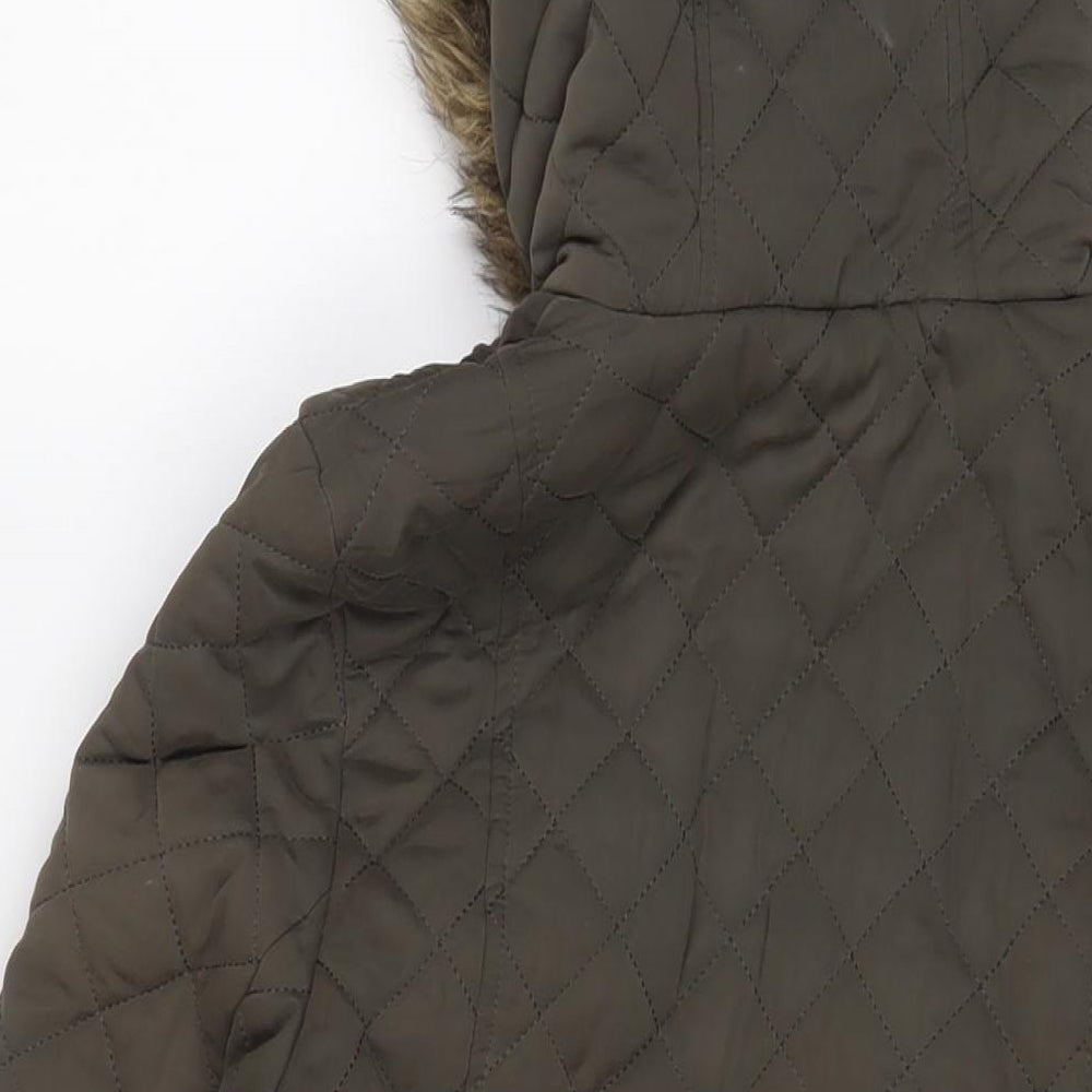 Heart & Soul Womens Green Parka Coat Size 10 Zip