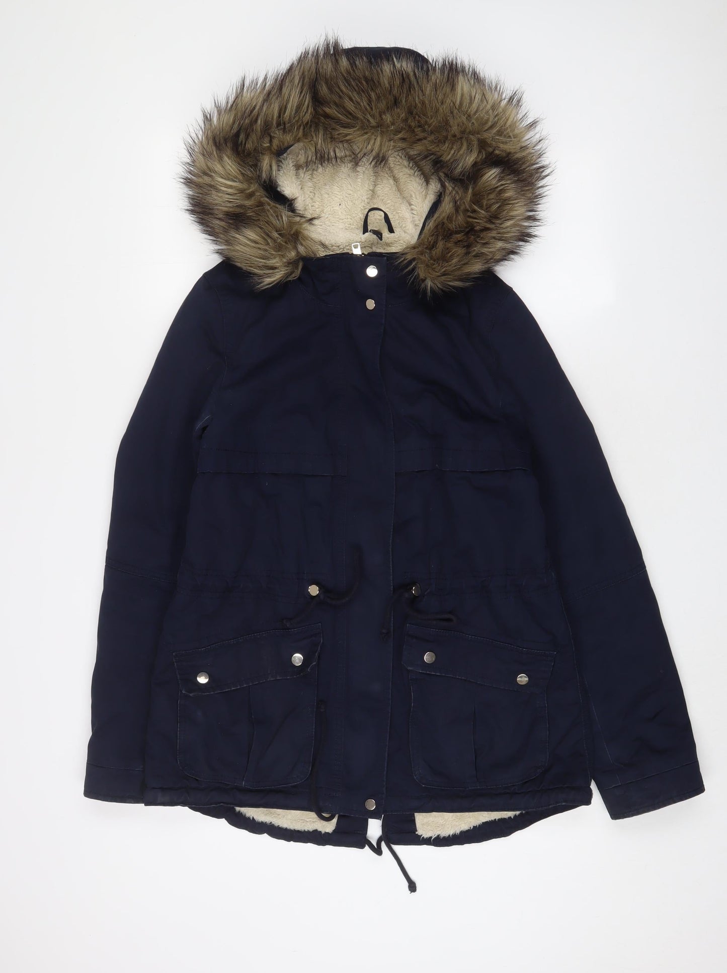 Womens UK Size 8 H&M Blue Parka Coat