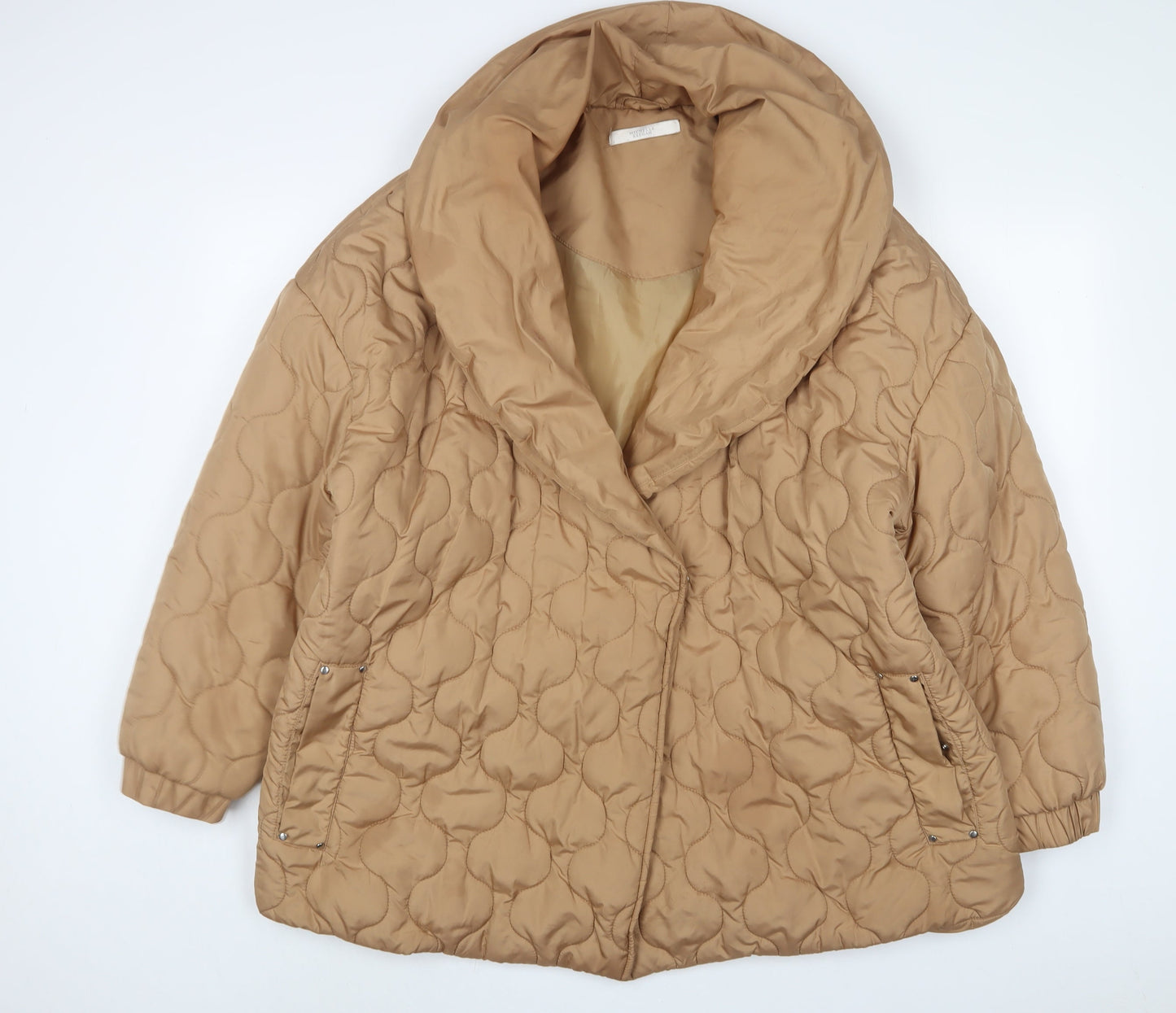 Michelle Keegan Womens Beige Quilted Coat Size 16 Snap
