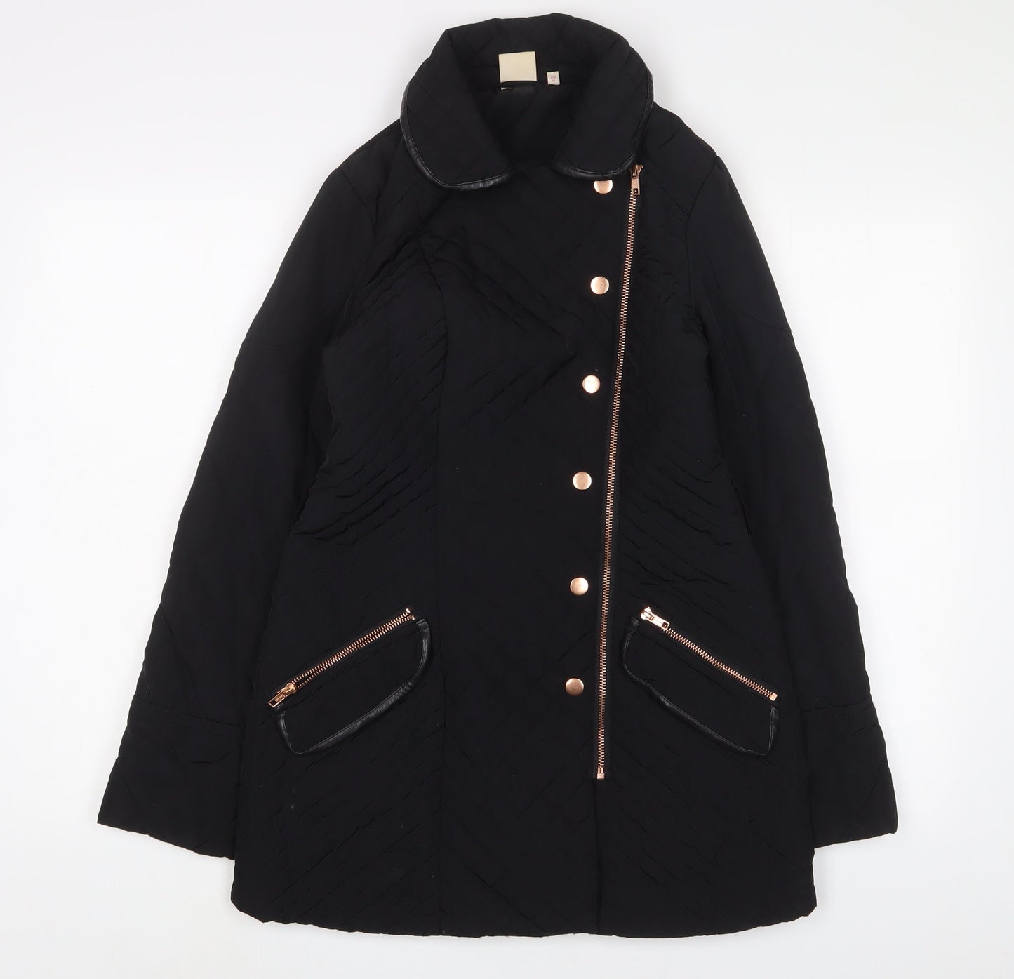 Womens UK Size 8 NEXT Black Quilted Coat