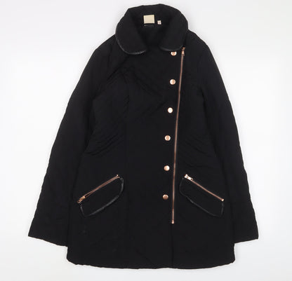 Womens UK Size 8 NEXT Black Quilted Coat