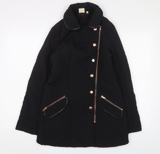 Womens UK Size 8 NEXT Black Quilted Coat