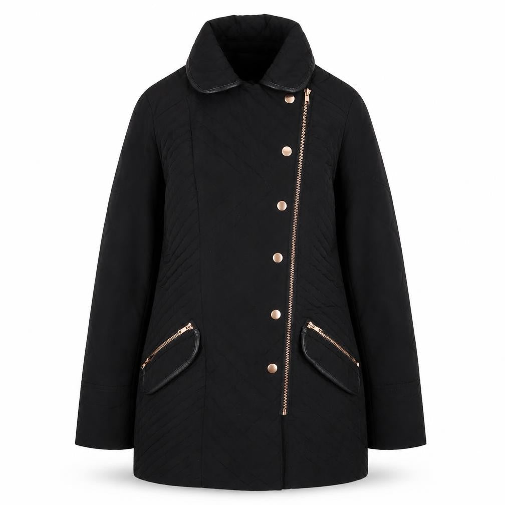 Next Womens Black Quilted Jacket Size 8 Zip
