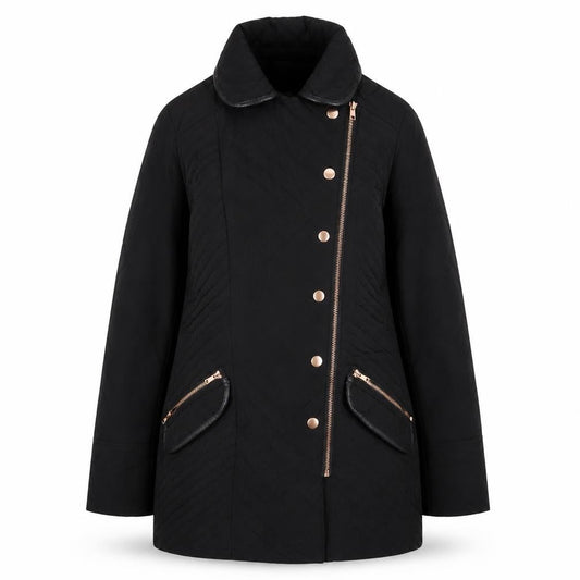 Next Womens Black Quilted Jacket Size 8 Zip