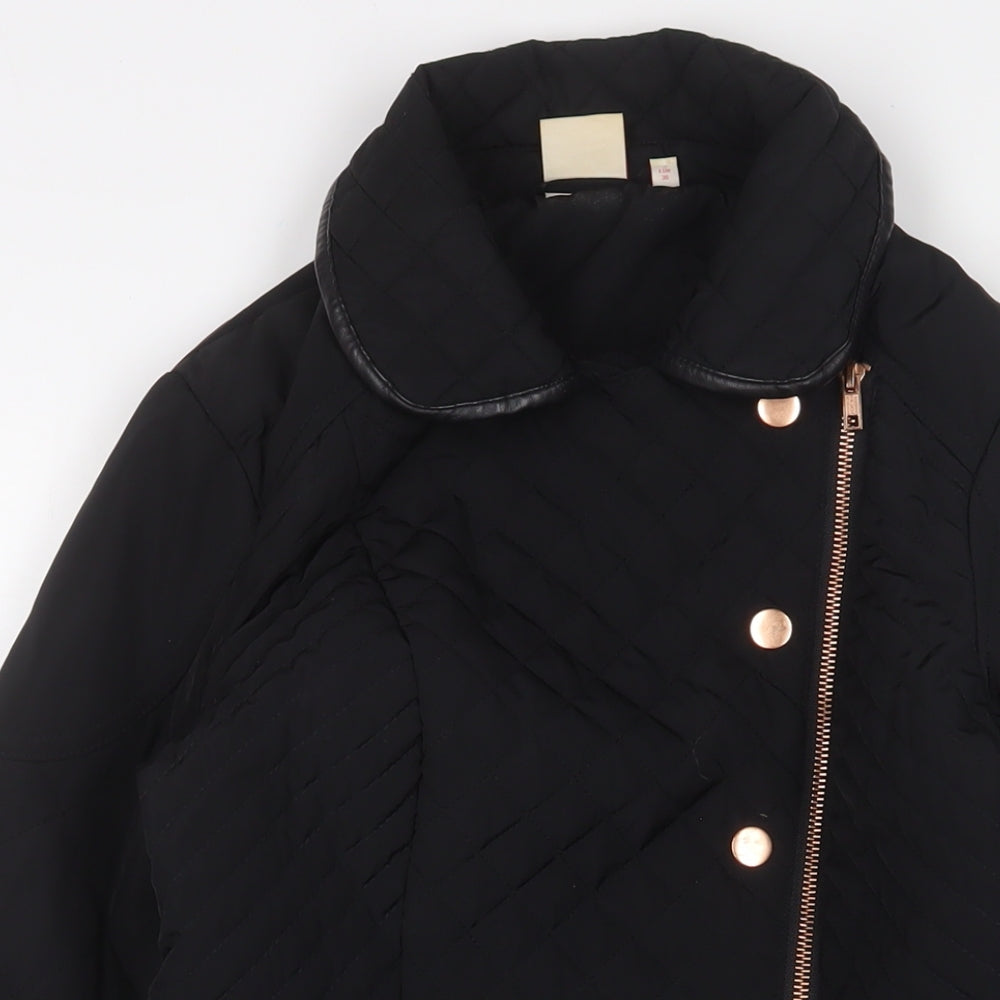 Womens UK Size 8 NEXT Black Quilted Coat