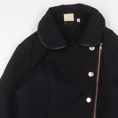 Womens UK Size 8 NEXT Black Quilted Coat
