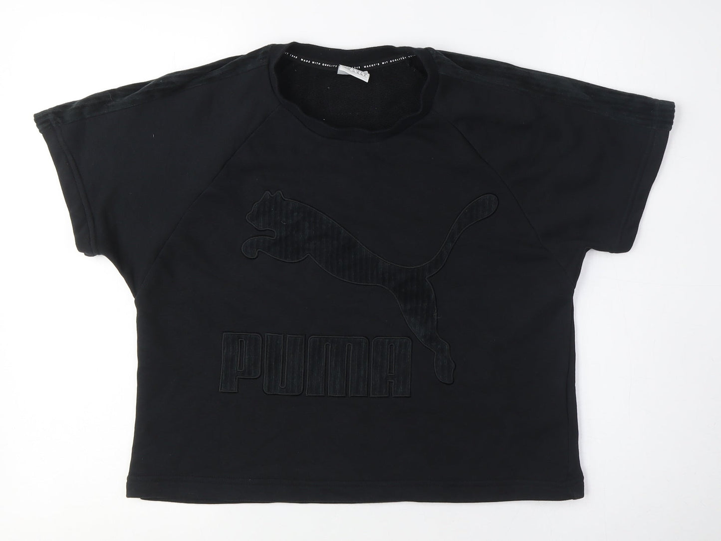 Puma Unisex Black Cotton T-Shirt, Short Sleeve, Size S