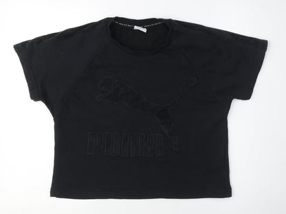 Puma Unisex Black Cotton T-Shirt, Short Sleeve, Size S