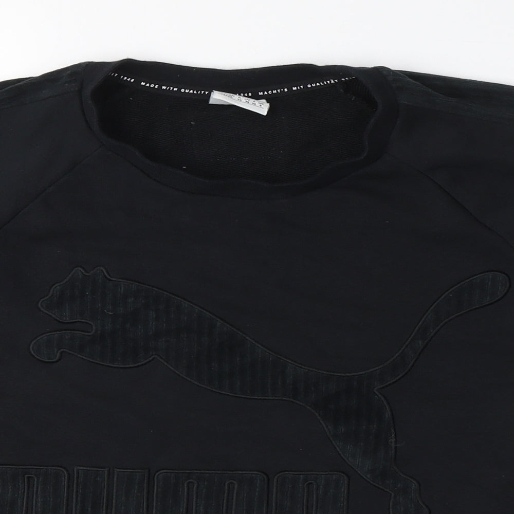 Puma Unisex Black Cotton T-Shirt, Short Sleeve, Size S