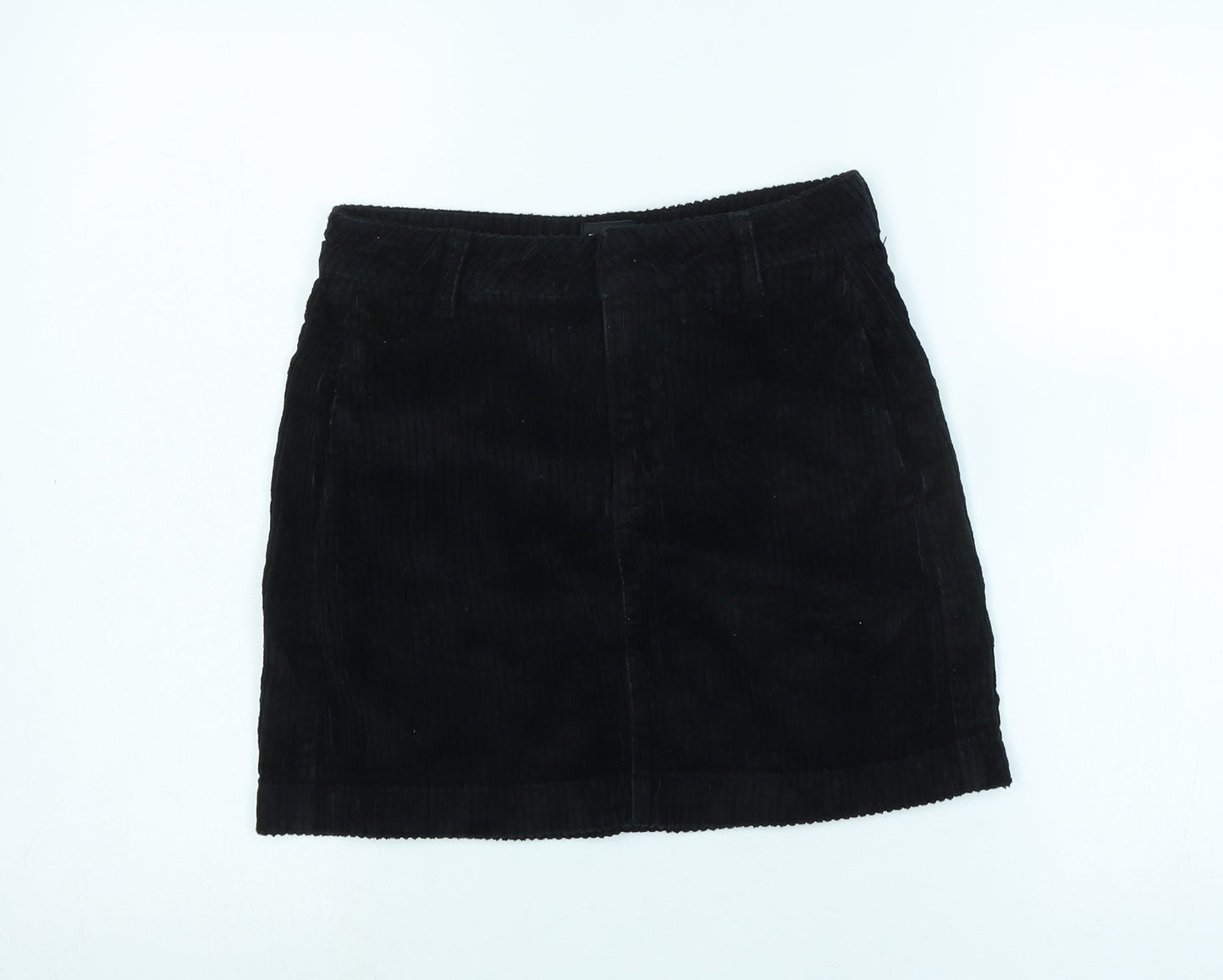 BDG Womens Black Cotton Blend A-Line Skirt Size XS Zip