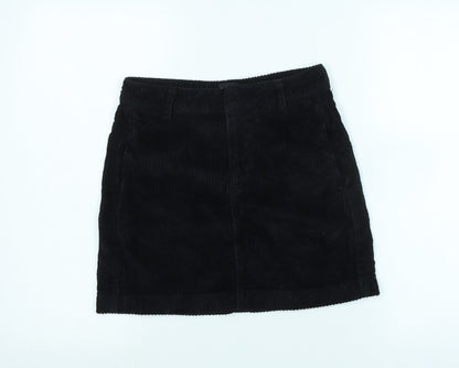 BDG Womens Black Cotton Blend A-Line Skirt Size XS Zip