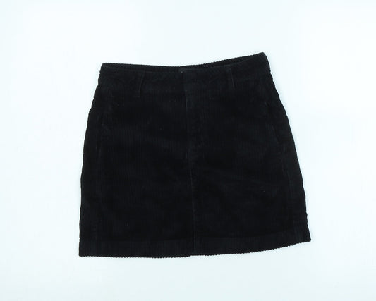 BDG Womens Black Cotton Blend A-Line Skirt Size XS Zip