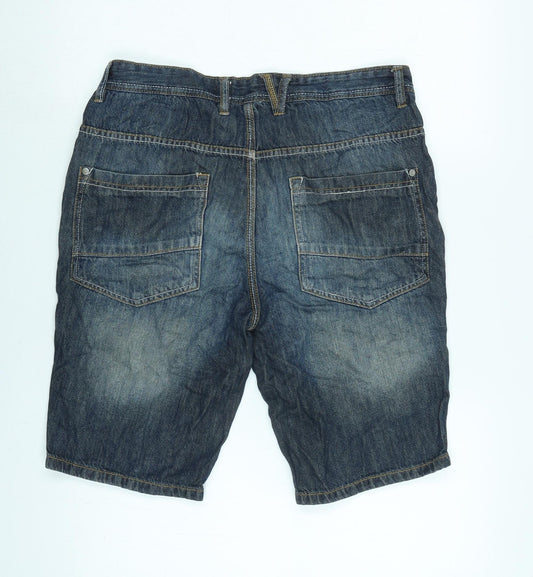 Onfire Mens Blue Cotton Bermuda Shorts Size M L16 in Regular Zip