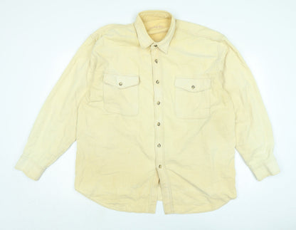 hamshead Mens Yellow Cotton Blend Button-Up Size 2XL Collared Button