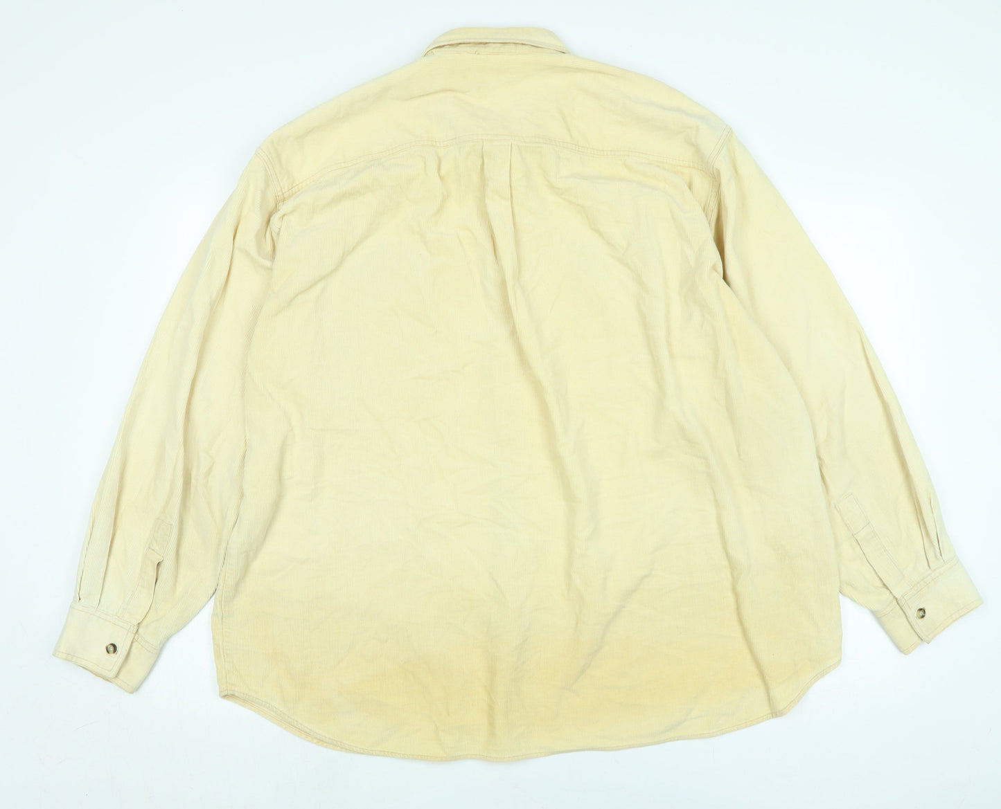 hamshead Mens Yellow Cotton Blend Button-Up Size 2XL Collared Button