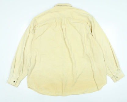 hamshead Mens Yellow Cotton Blend Button-Up Size 2XL Collared Button