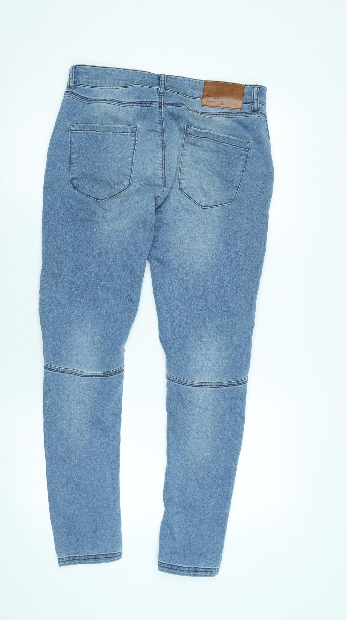 silksilk Womens Blue Cotton Blend Tapered Jeans Size L L27 in Regular Zip