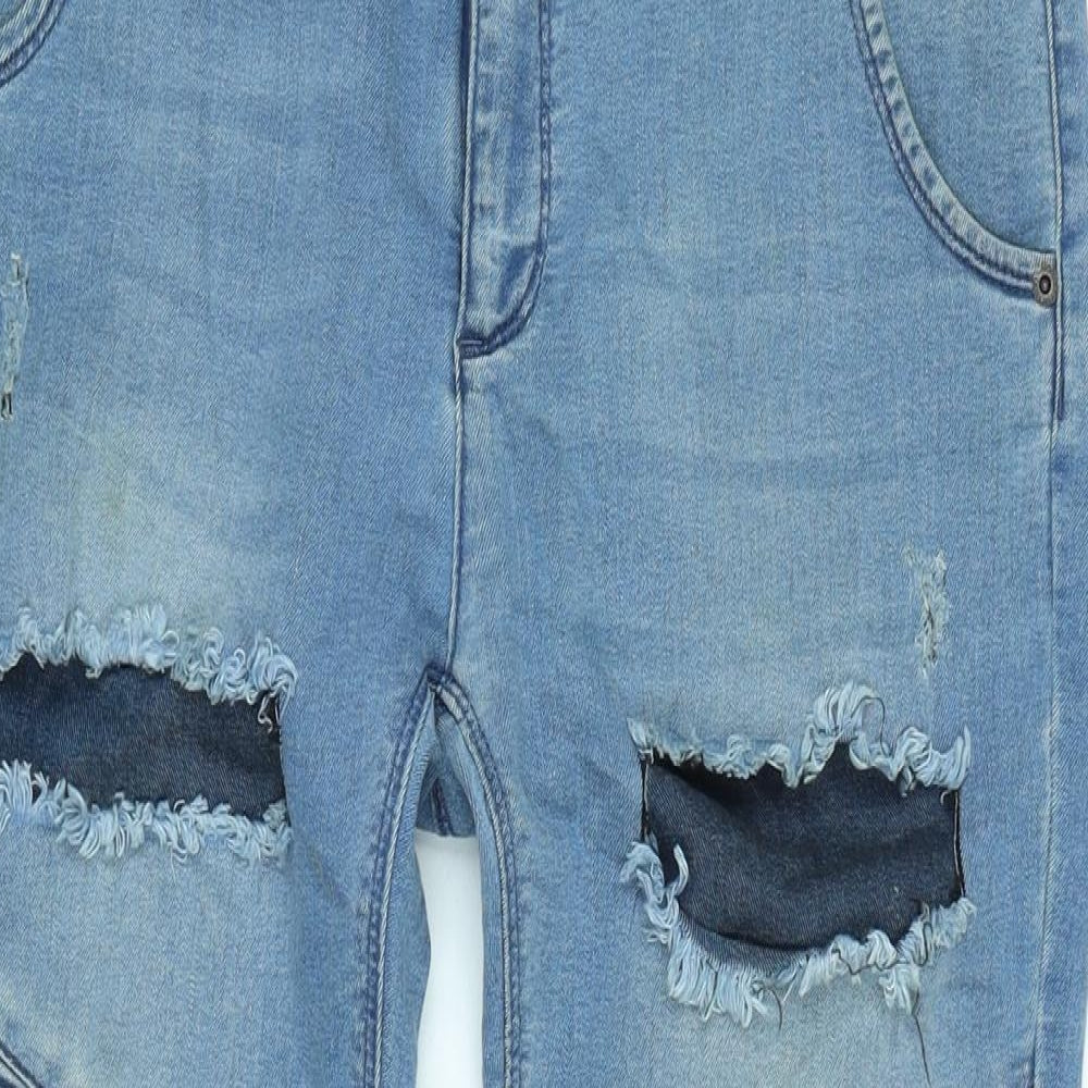 silksilk Womens Blue Cotton Blend Tapered Jeans Size L L27 in Regular Zip