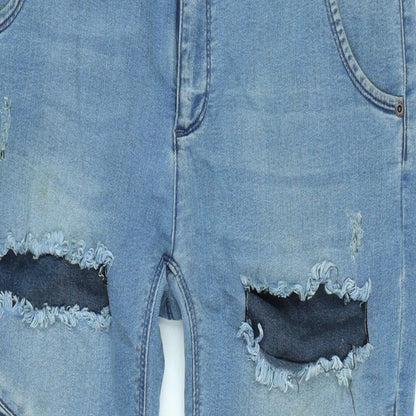 silksilk Womens Blue Cotton Blend Tapered Jeans Size L L27 in Regular Zip
