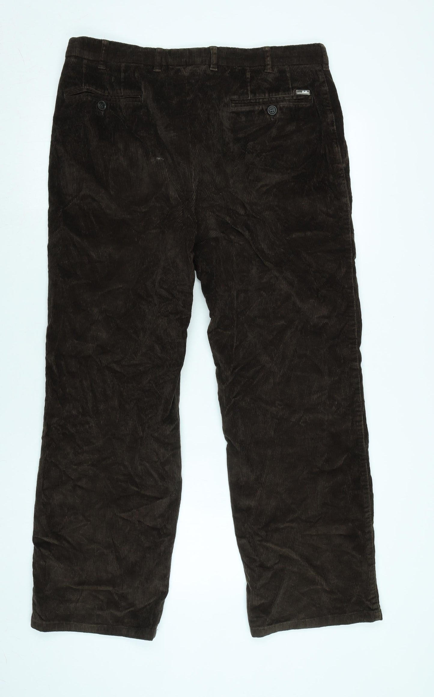 Saint Hilaire Mens Brown Cotton Trousers Size 34 in L29 in Regular Zip