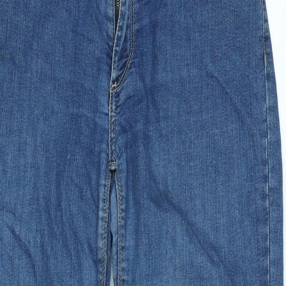 Tiffosi Womens Blue Cotton Blend Tapered Jeans Size 26 in L26 in Regular Zip - Distressed- Raw hem.