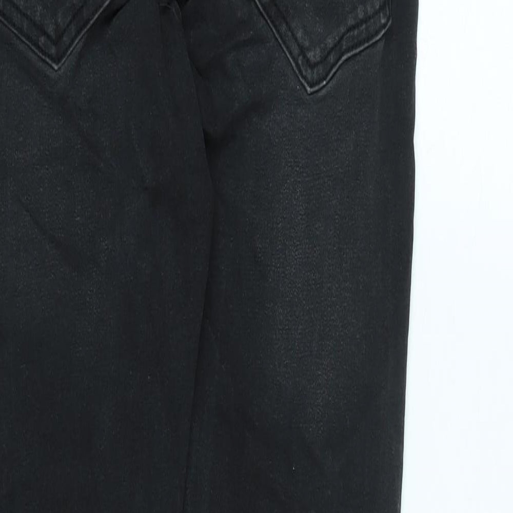 silksilk Womens Black Cotton Blend Tapered Jeans Size L L29 in Regular Zip - Zip detail to legs