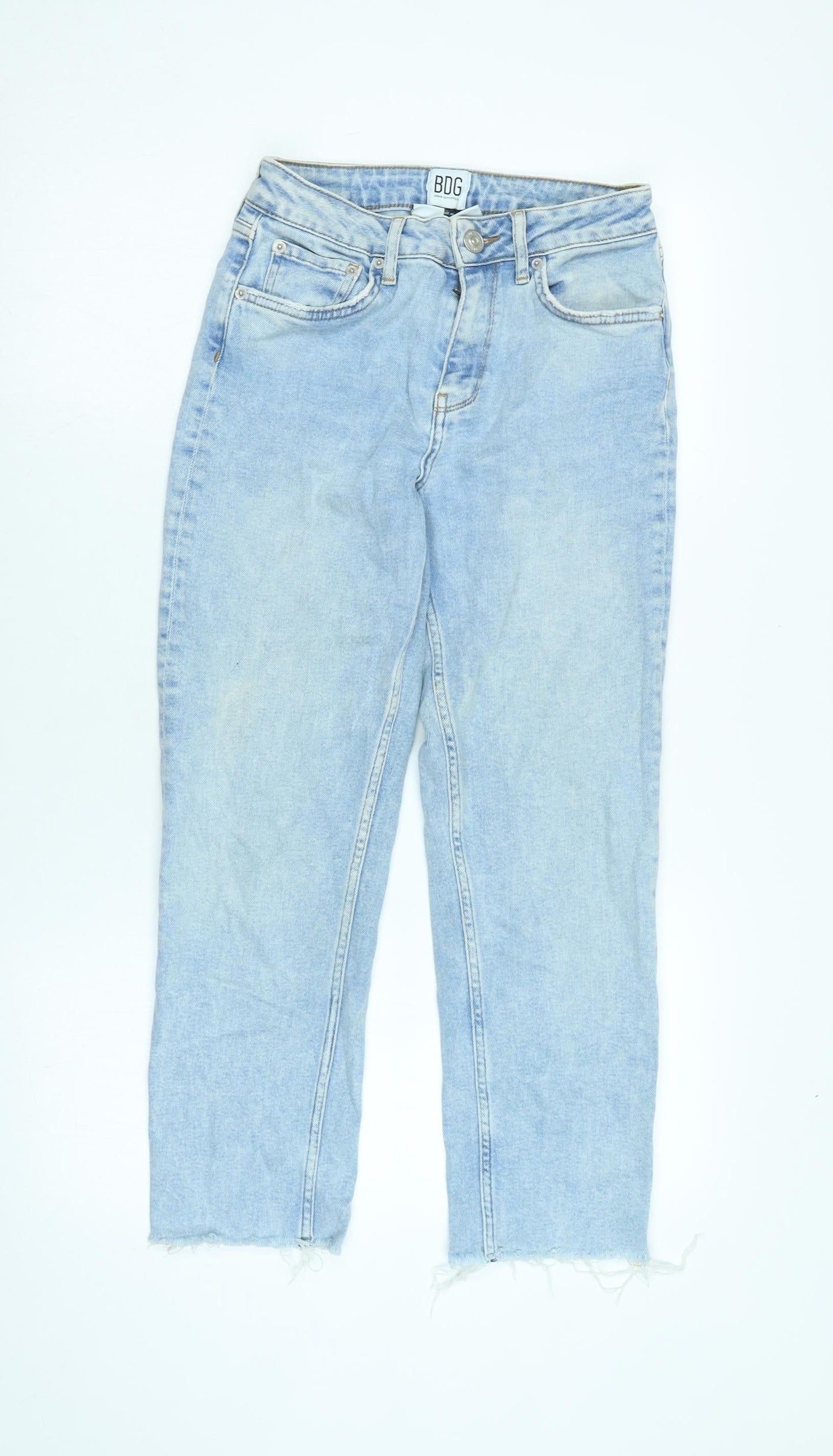 BDG Womens Blue Cotton Straight Jeans Size 27 in L25 in Regular Zip - Raw Hem -logo