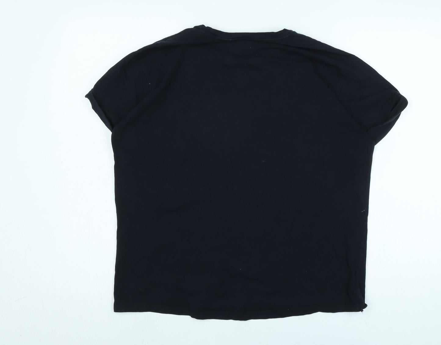 Chevignon Womens Blue Cotton Basic T-Shirt Size M Crew Neck - Peace Legend CV 1479