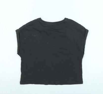 NEXT Girls Grey Cotton Basic T-Shirt Size 8 Years Crew Neck - Talk to the palm - Sequins