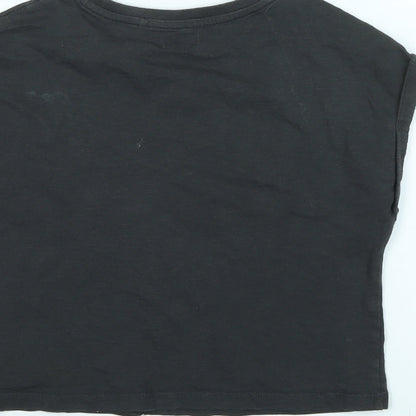 NEXT Girls Grey Cotton Basic T-Shirt Size 8 Years Crew Neck - Talk to the palm - Sequins