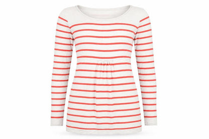 H&M Mama Womens Beige Boat Neck Striped Cotton Pullover Jumper Size M