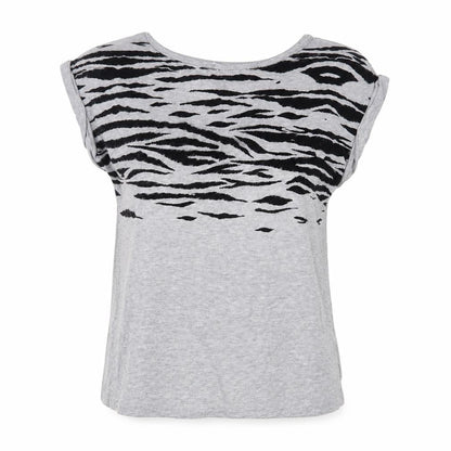 Next Womens Grey Animal Print Viscose Basic T-Shirt Size 10 Boat Neck