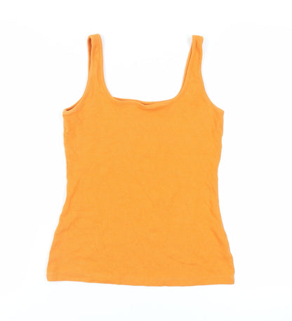 NEXT Womens Orange Cotton Basic Tank Size 12 Scoop Neck - Ribbed
