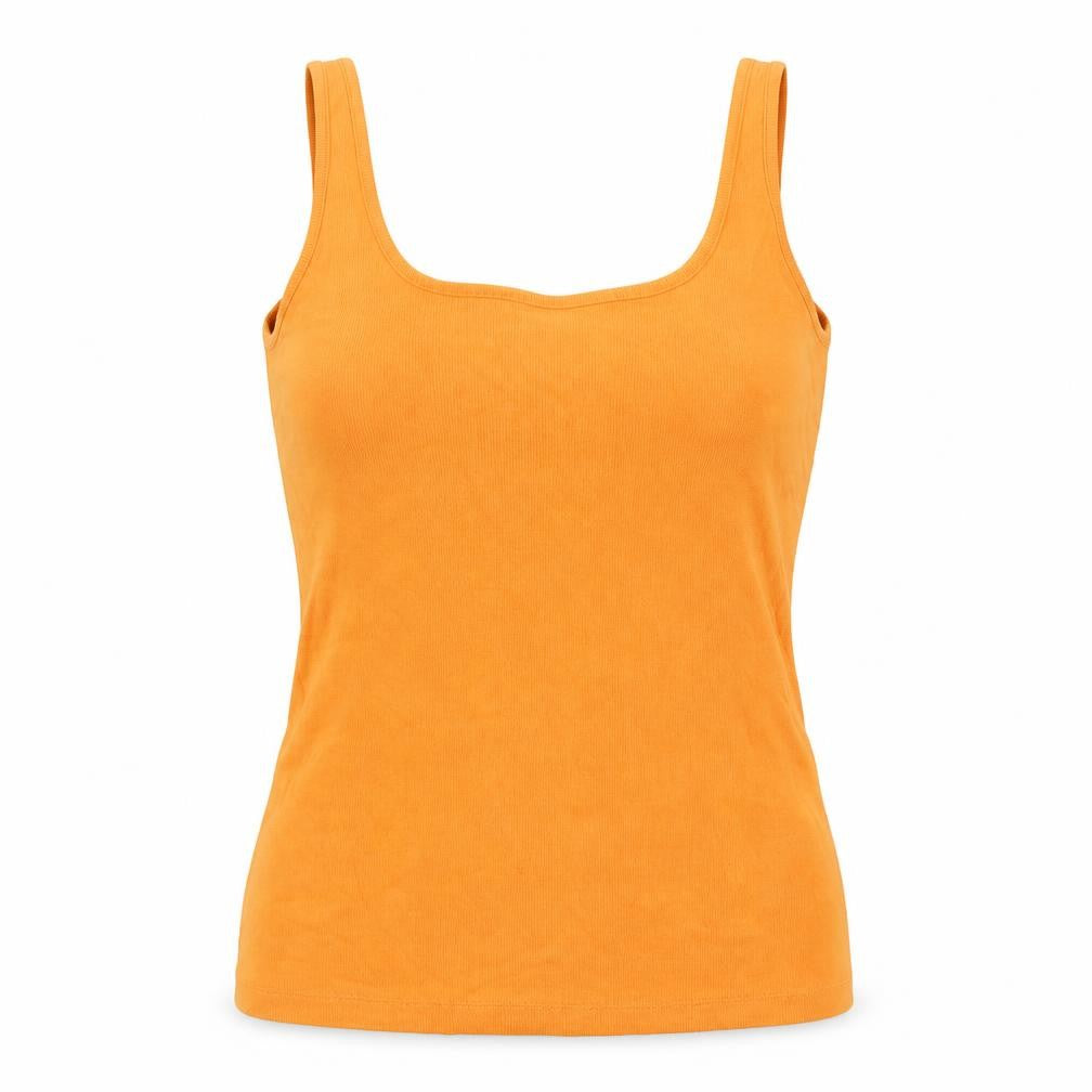 Next Womens Orange Cotton Basic Tank Size 12 Scoop Neck - Ribbed