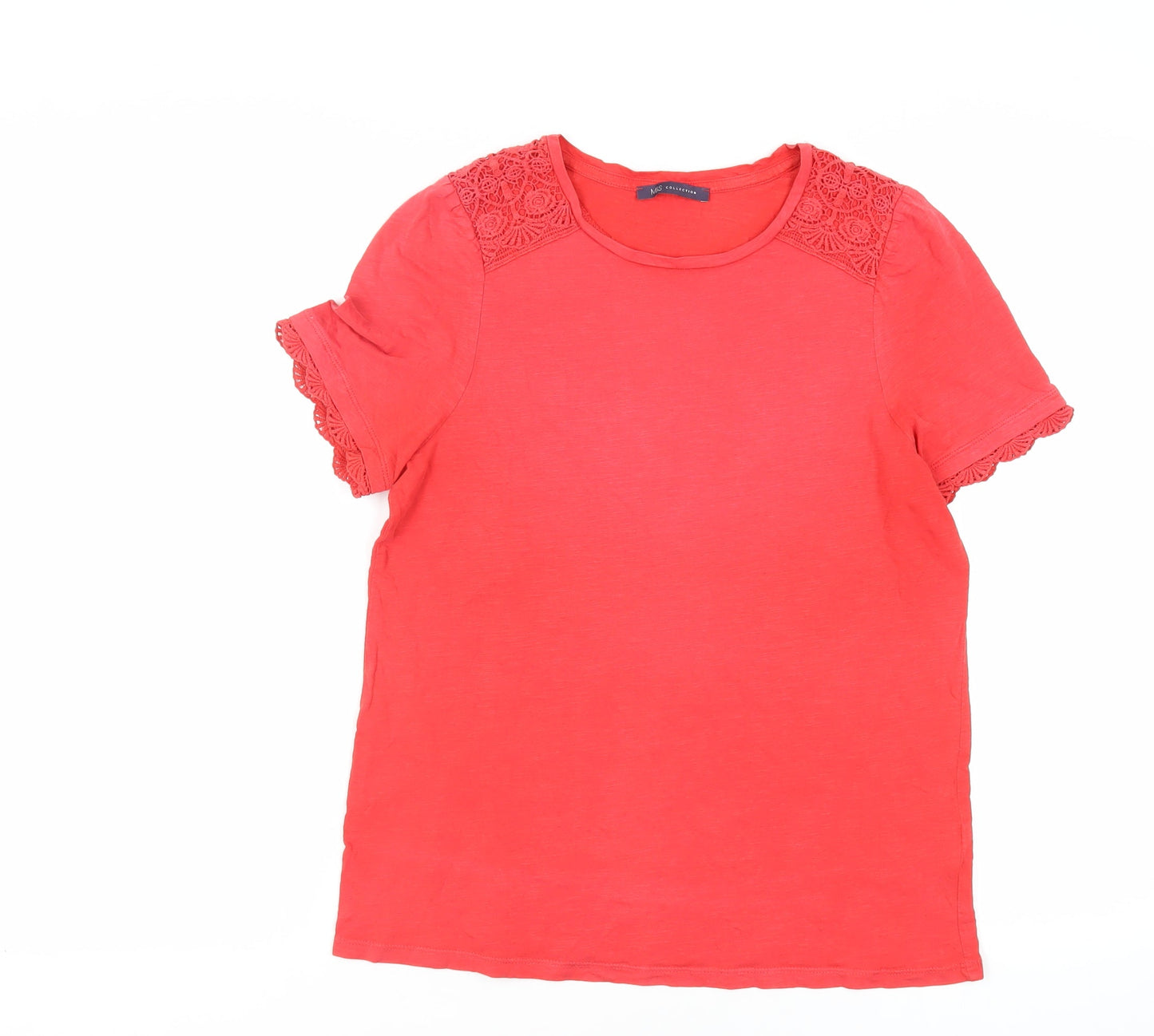 Womens UK Size 12 Marks and Spencer Red Basic T-Shirt