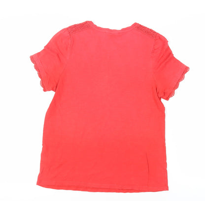 Womens UK Size 12 Marks and Spencer Red Basic T-Shirt