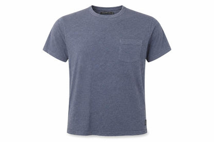 Front view of French Connection men’s blue cotton t-shirt, size L, crew neck - pocket detail
