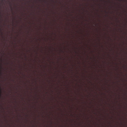 Marks and Spencer Mens Purple Cotton Polo Size L Collared Button