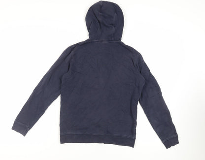 Money Boys Blue Cotton Full Zip Hoodie Size 12-13 Years Zip - Logo Pockets