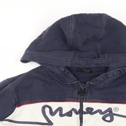 Money Boys Blue Cotton Full Zip Hoodie Size 12-13 Years Zip - Logo Pockets