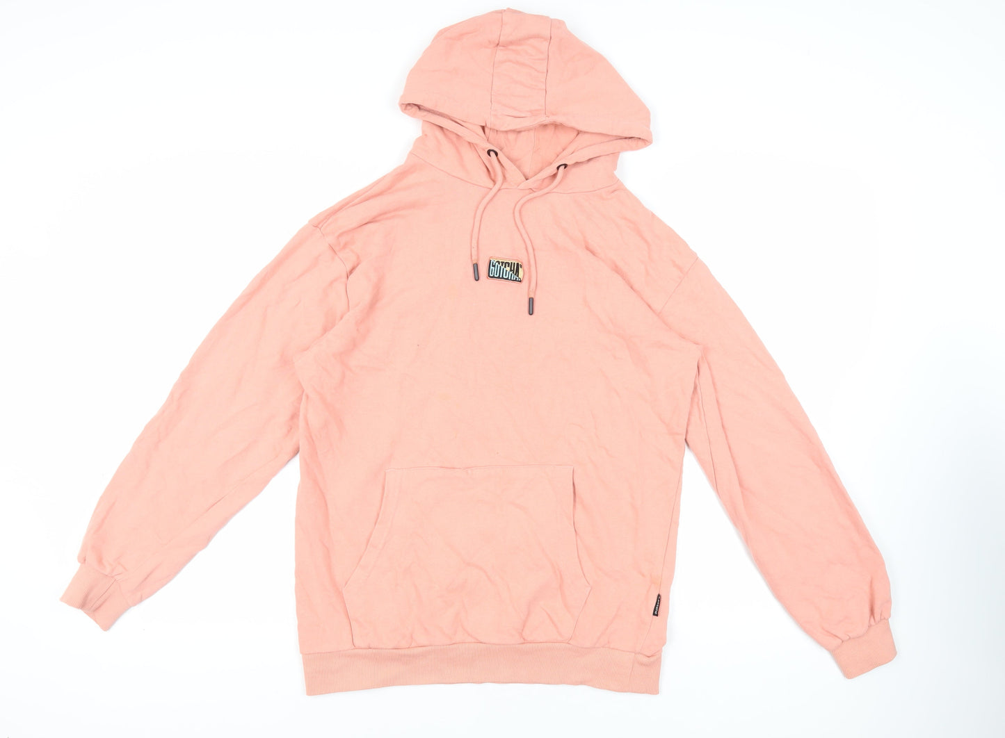 Gotcha Mens Pink Cotton Pullover Hoodie Size L - Logo Pockets