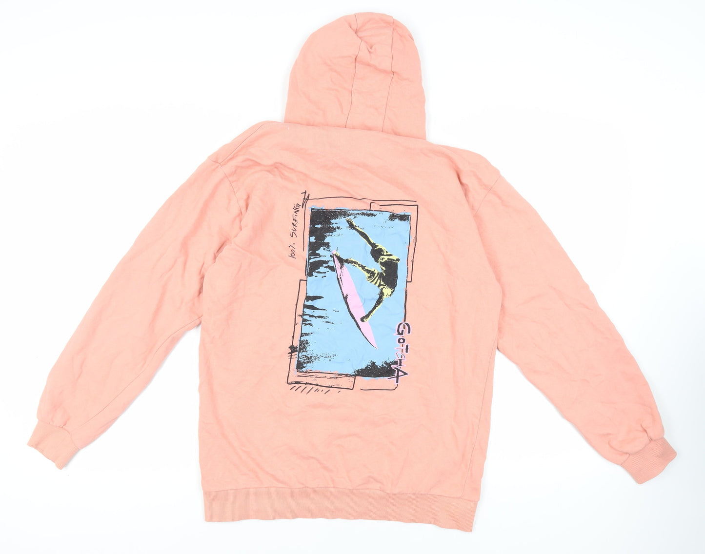 Gotcha Mens Pink Cotton Pullover Hoodie Size L - Logo Pockets