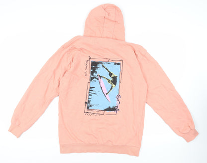 Gotcha Mens Pink Cotton Pullover Hoodie Size L - Logo Pockets